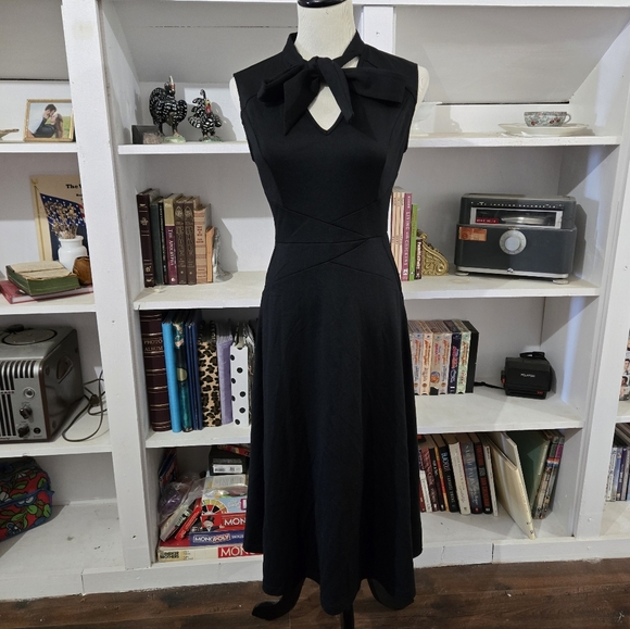 NWT VFSHOW Amazon Sleeveless Neck Tie Slim Work Business Skater A-Line Dress XS - Picture 1 of 8